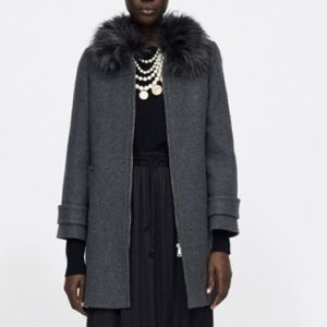 Zara coat with faux fur collar